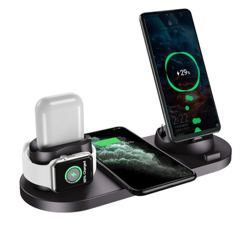 6-in-1 Wireless Charging Dock – Fast Charger for iPhone, Phone & Watch