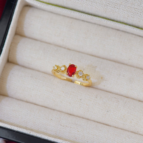 Horse-Eye Olive Green Zircon Open Ring | Stylish Women’s Jewelry