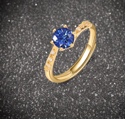 Women’s Blue Light Luxury Open Deep Niche Ring