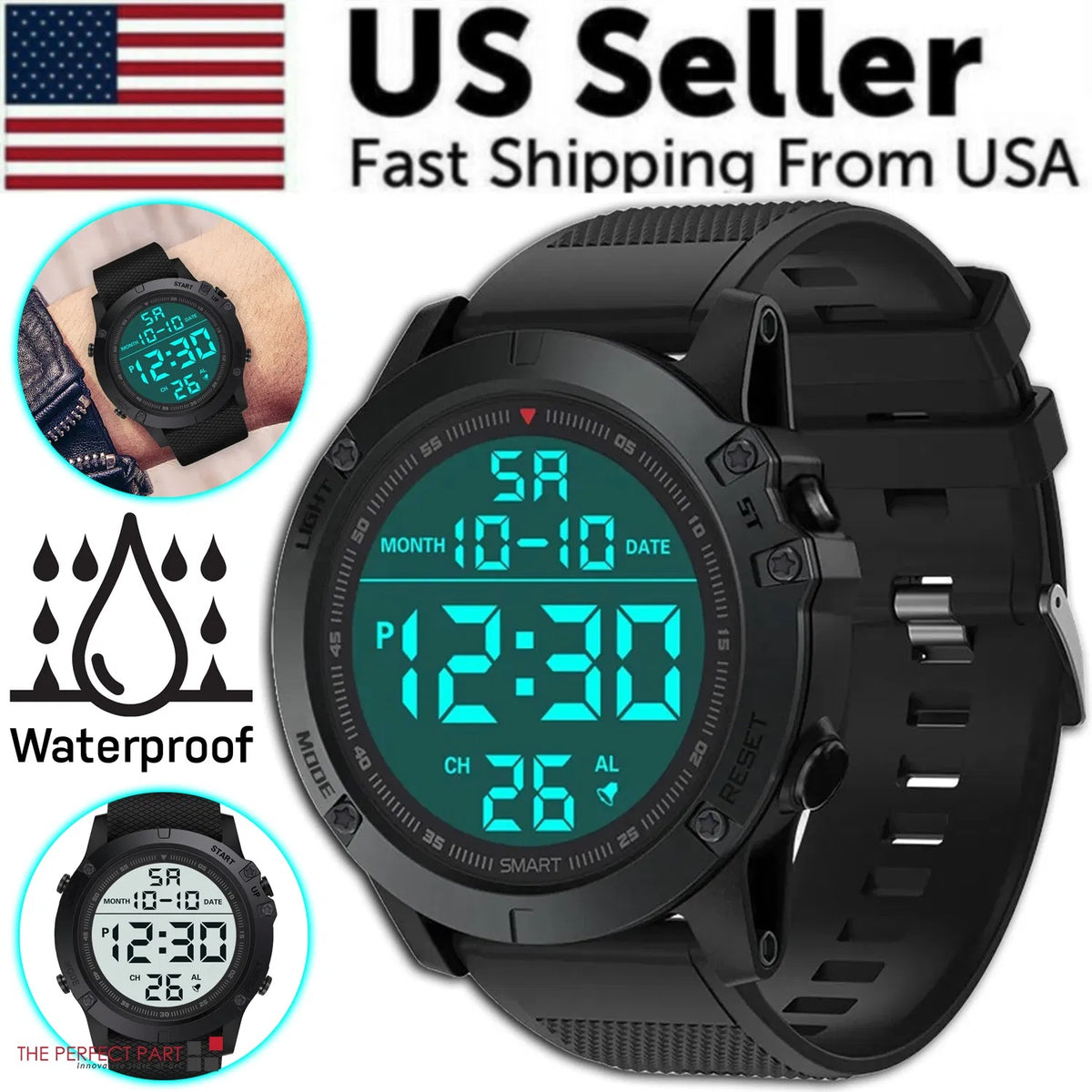 Waterproof Digital Sports Watch – Military Tactical LED Wristwatch for Men