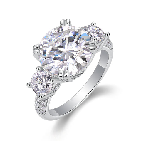 Dazzling Stars Ring – 5-Carat Moissanite, S925 Sterling Silver & Platinum-Plated