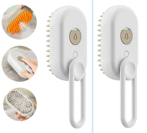 3-in-1 Electric Cat & Dog Steam Brush – Grooming, Massage & Hair Removal
