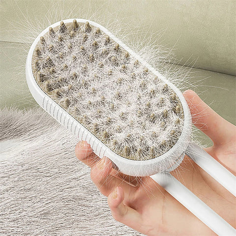 3-in-1 Electric Cat & Dog Steam Brush – Grooming, Massage & Hair Removal